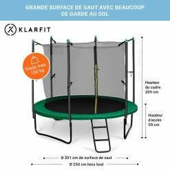 Sortie 😍 KLARFIT Trampolines D'extérieur Rocketstart 250 Trampoline 🛒 -Jardin-et-Bricolage Soldes 10027713 FR 0006 usp