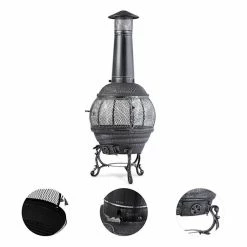 Meilleur prix 🌟 Blumfeldt Chauffages Radiants Et Poêles De Jardin Flavius Four De Terrasse 👏 -Jardin-et-Bricolage Soldes 10030722 yy 0003 detail Silver Antique Steel Cast Iron Chimnea