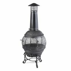 Meilleur prix 🌟 Blumfeldt Chauffages Radiants Et Poêles De Jardin Flavius Four De Terrasse 👏 -Jardin-et-Bricolage Soldes 10030722 yy 0005 titel Silver Antique Steel Cast Iron Chimnea