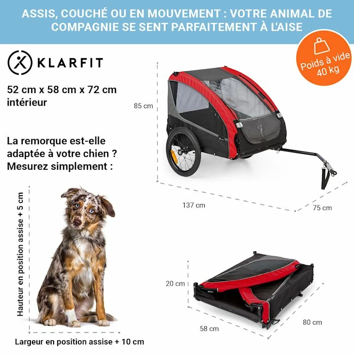 Bon marché 😉 KLARFIT Camping & Randonnée Husky Race Remorque Pour Chien 🎁 6 Bon marché 😉 KLARFIT Camping & Randonnée Husky Race Remorque Pour Chien 🎁 – Image 6