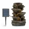 Vente flash 🎁 Blumfeldt Décoration D'extérieur Fontaine Solaire Stonehenge éclairage LED Polyresin Batterie Lithium Ion 🧨