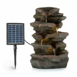 Vente flash 🎁 Blumfeldt Décoration D'extérieur Fontaine Solaire Stonehenge éclairage LED Polyresin Batterie Lithium Ion 🧨