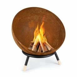 Vente flash ✔️ Blumfeldt Chauffages Radiants Et Poêles De Jardin Fireball Rust Brasero Ø 60 Cm Inclinable Rost-Finish Rost / Bois 👍